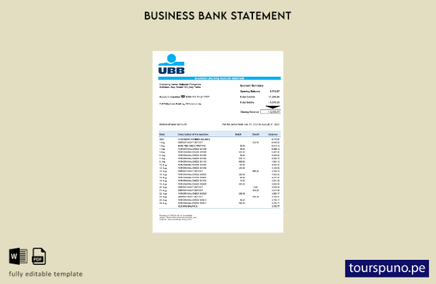 listo para imprimir declaración de la empresa comercial UBB Plantilla en formato